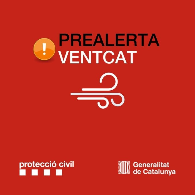 Protecció Civil activa la prealerta a Catalunya per ratxes de vent que poden superar els 108 km/h aquest dilluns