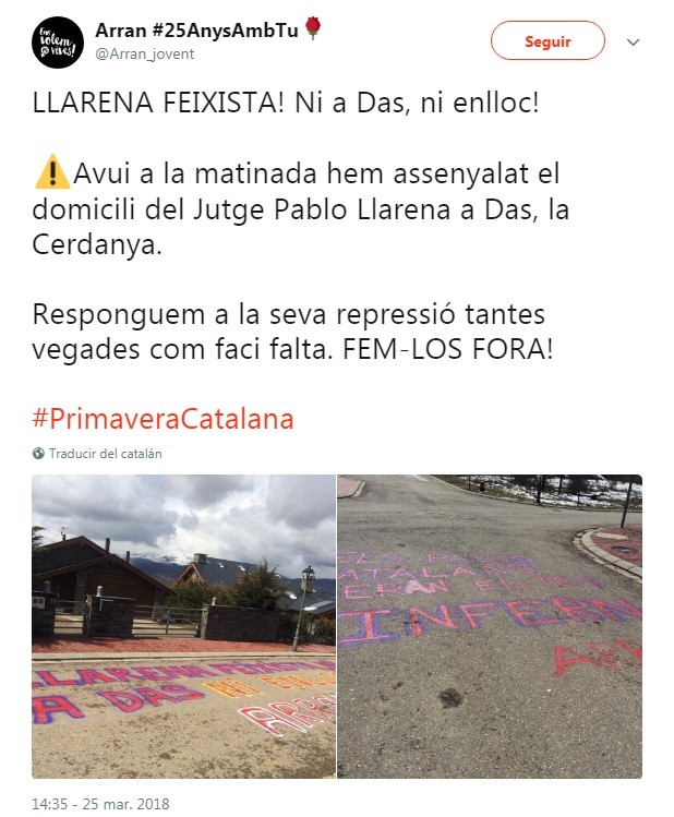 Tuit arran Llarena amenaces 26032018