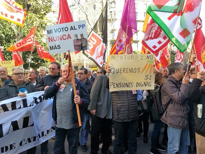 Manifestació pensions pensionistes barcelona 16042018