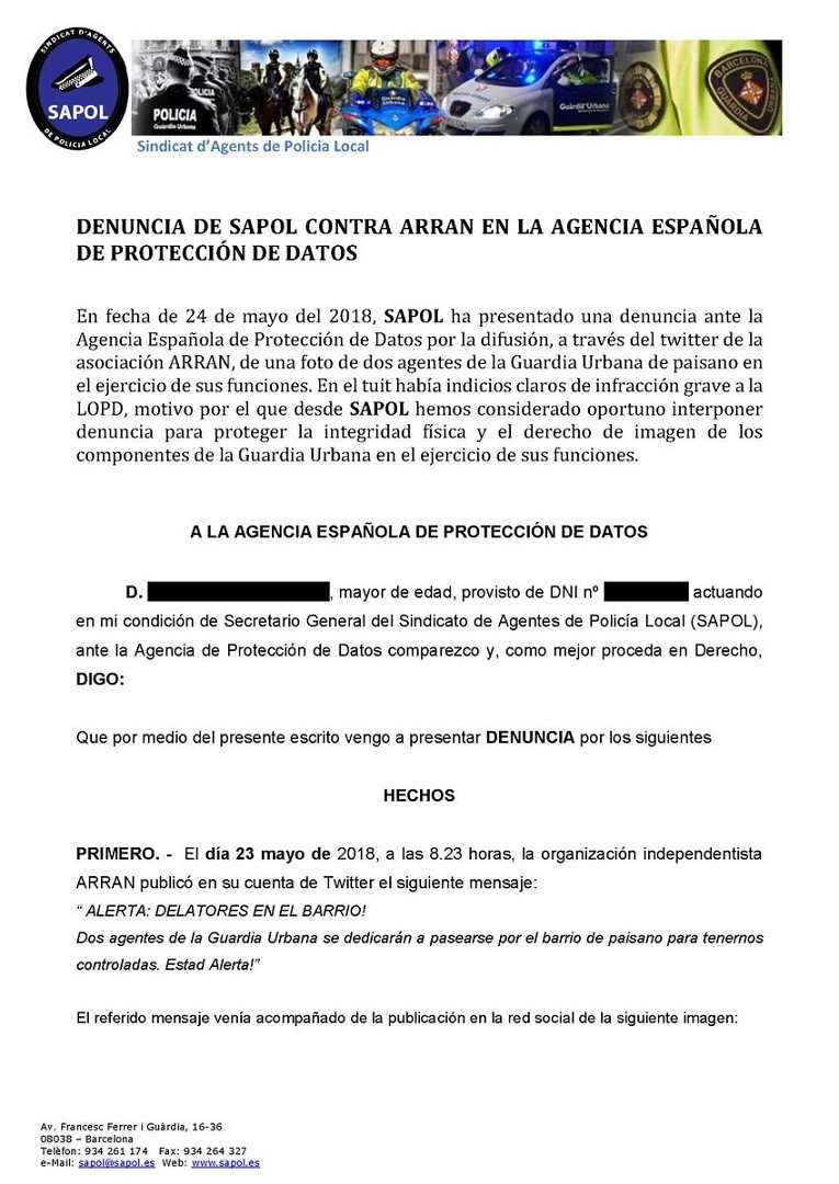 Denúncia arran sapol foto agents 28052018