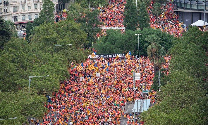 Vista aèria manifestació diada 11092018 2