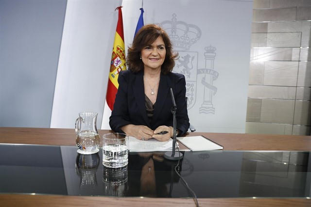 Carmen Calvo en roda de premsa posterior al Consell de Ministres