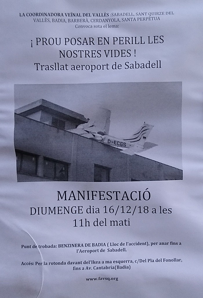 Cartell de protesta aeròdrom Sabadell