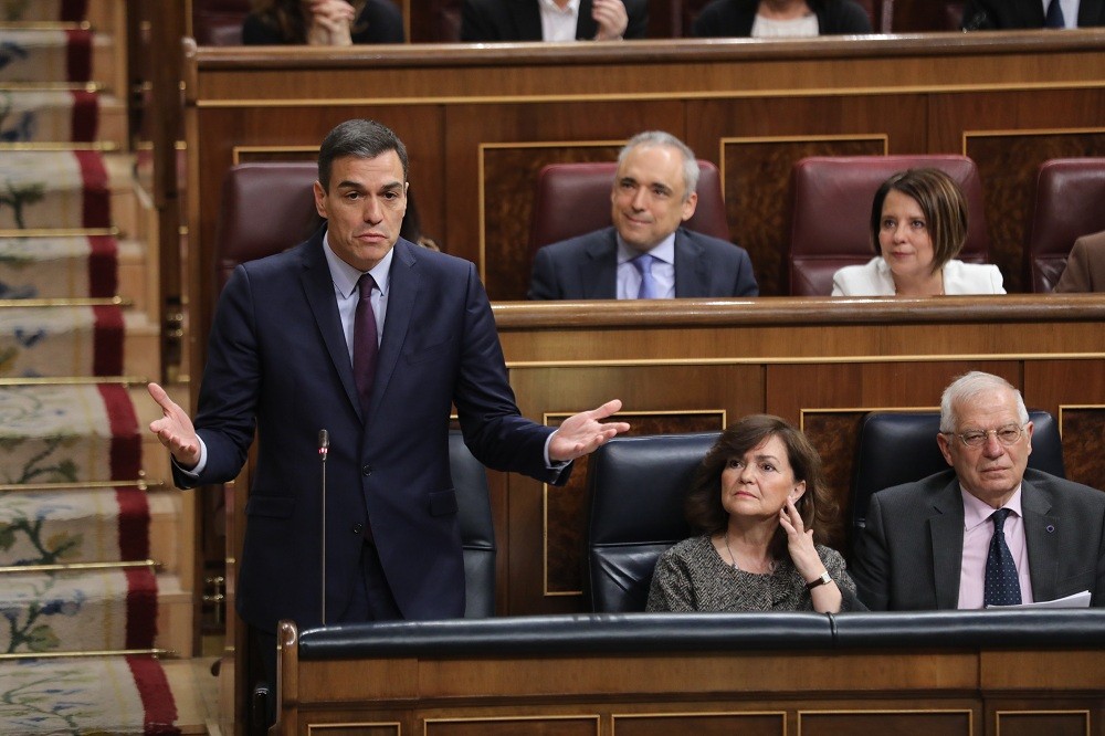 El president del Govern Pedro Sánchez intervé durant la sessió de control al Govern