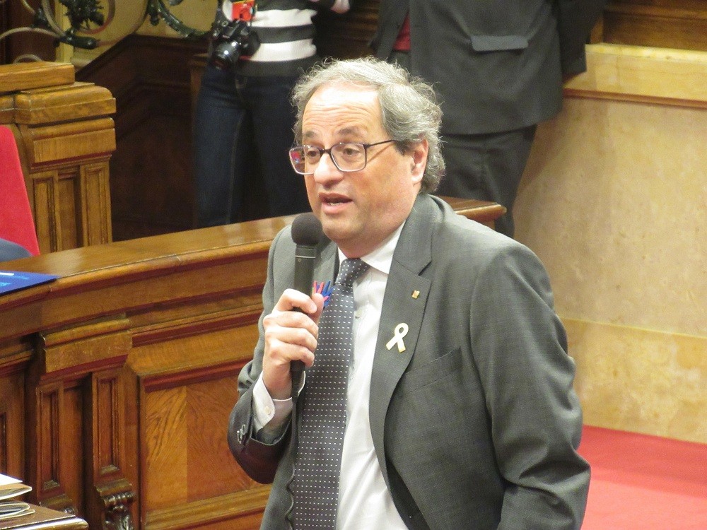 El president de la Generalitat Quim Torra al ple del Parlament