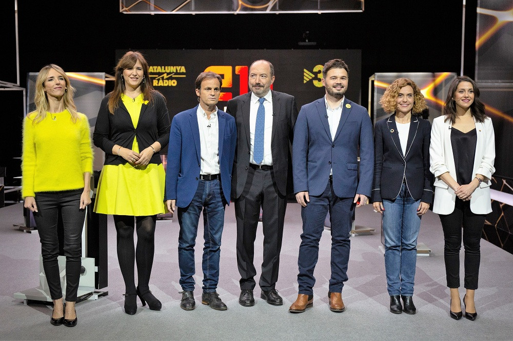 Cayetana u00c1lvarez de Toledo (PP) Laura Borru00e0s (JxCat) Jaume Asens (ECP) Vicent Sanchis (TV3) Gabriel Rufiu00e1n (ERC) Meritxell Batet (PSC) Inu00e9s Acostades (Cs)