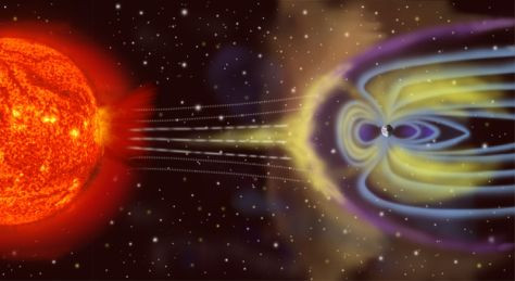 Interacciu00f3n del vent solar contra el camp magnu00e9tico de la Terra, NASA
