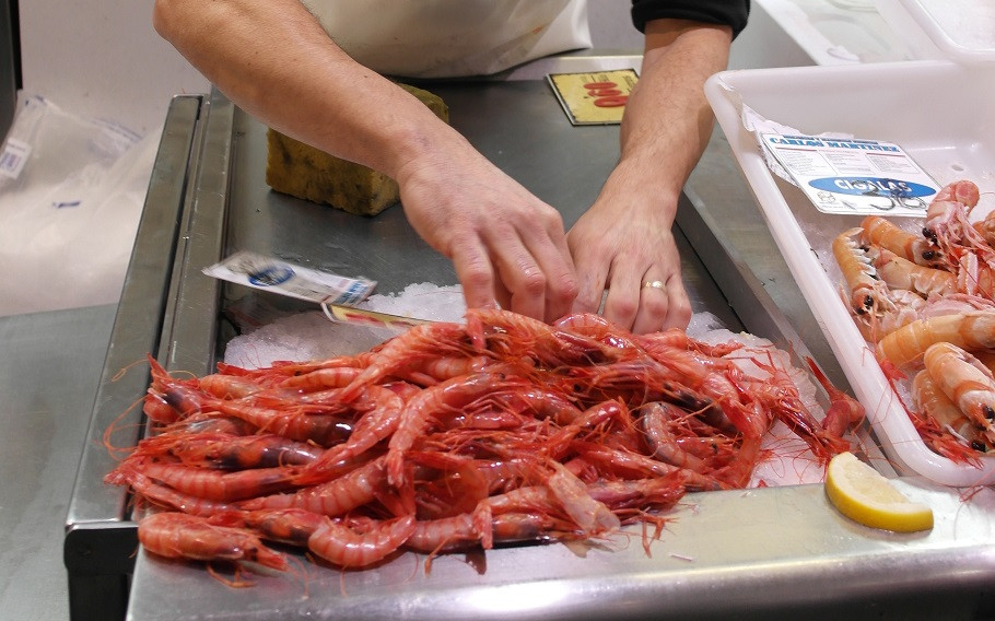 Gamba vermella en el mercat d'Almeria
