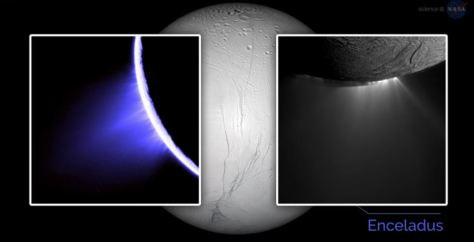 La lluna Encu00e9lado de Saturn i els gu00e9iseres de gas