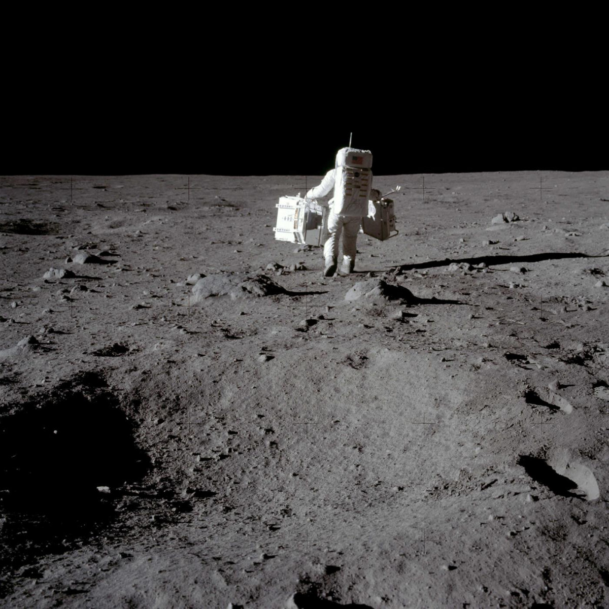 Buzz amb material del sòl lunar