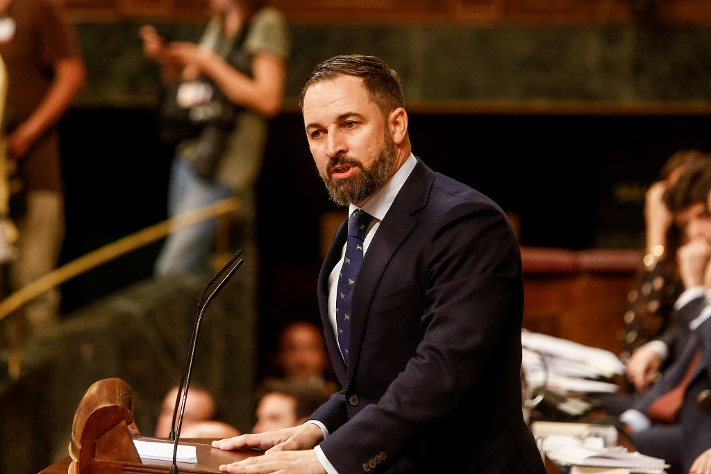 El president de Vox, Santiago Abascal, intervé des de la tribuna d'Congrés dels Diputats