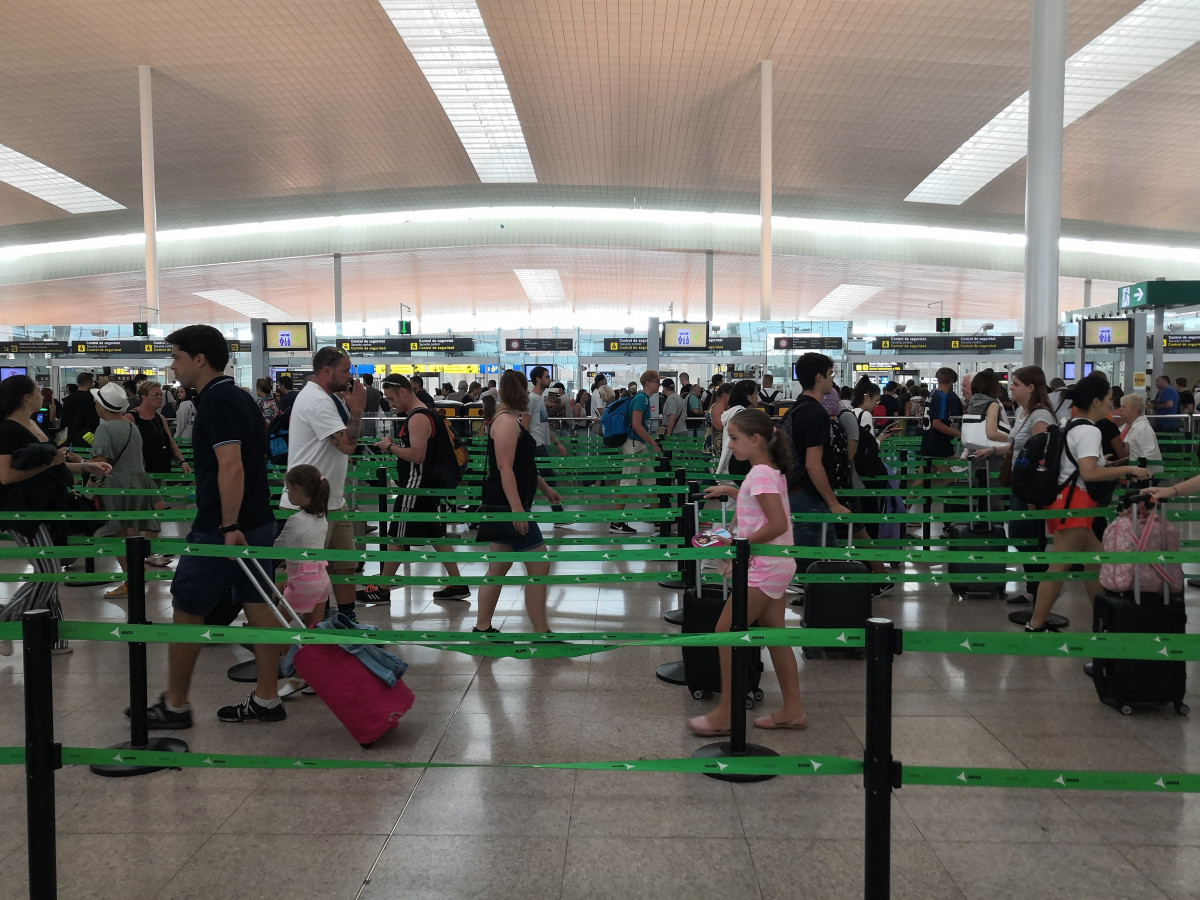 T1 de l'aeroport de Barcelona en jornada de vaga