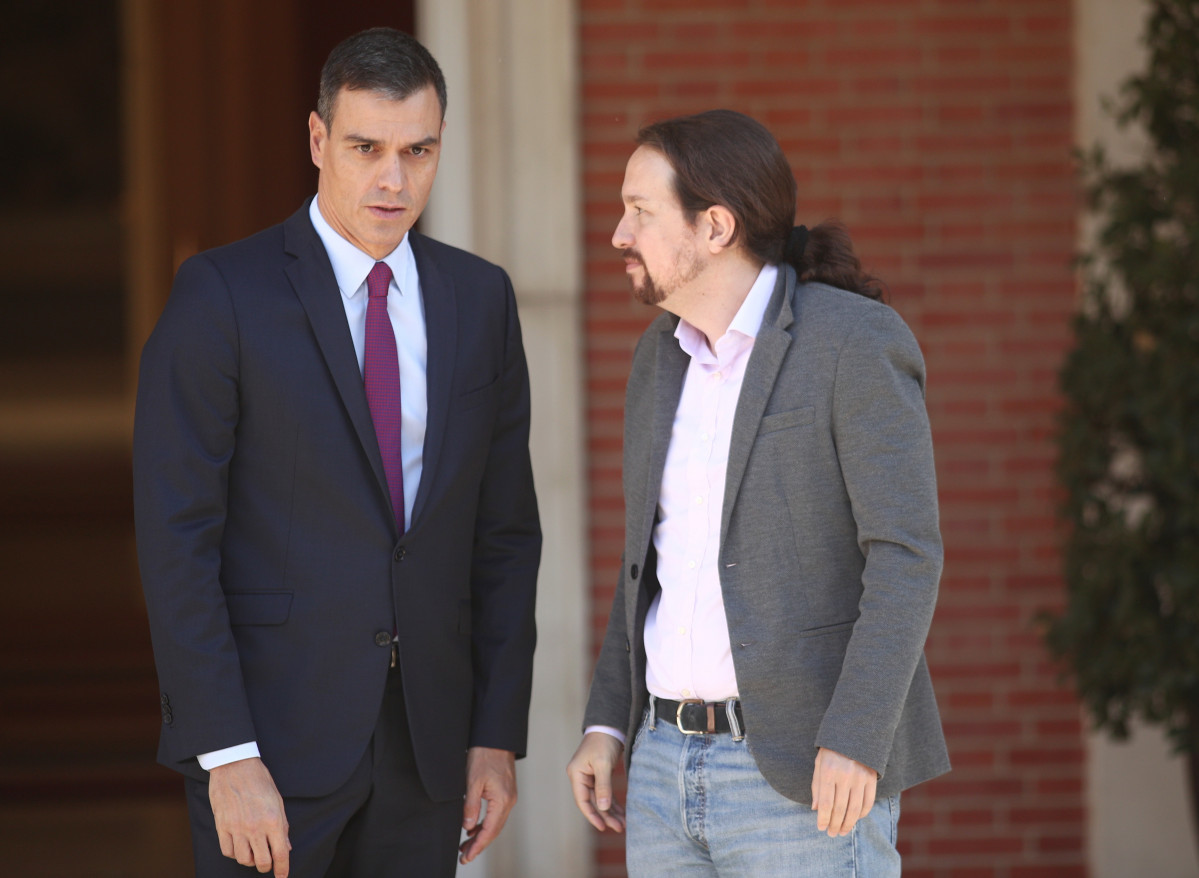 Pedro Sánchez amb Pablo Iglesias després dels incidents violents a Barcelona