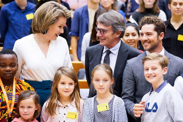 Reina Matilde, David Sassoli i David Bisbal a la Convenciu00f3n de Nacions Unides sobre els Drets de l'Niu00f1o