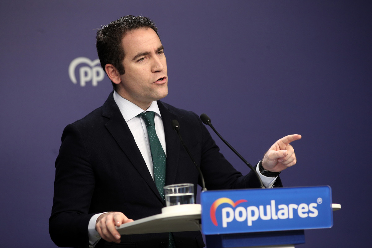 El secretari general de Partit Popular, Teodoro García Egea, en roda de premsa després de la reunió de Comitè de Direcció de el partit, a Madrid (Espanya), a 23 de desembre de el 2019.