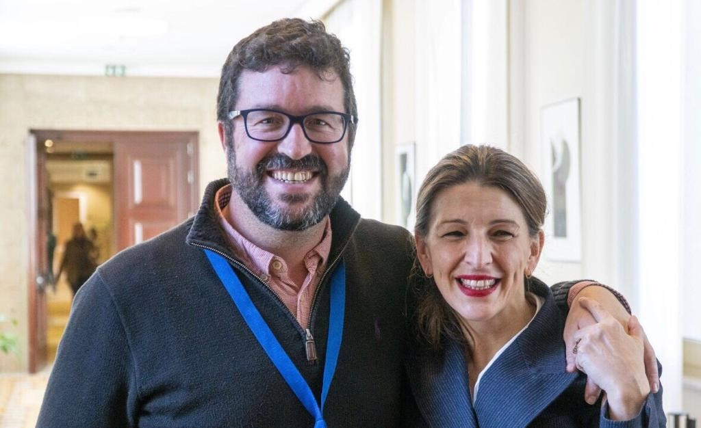 El doctor en Dret i futur secretari de Treball, Joaquu00edn Pu00e9rez Rei, juntament amb la futura ministra de Treball, Yolanda Du00edaz
