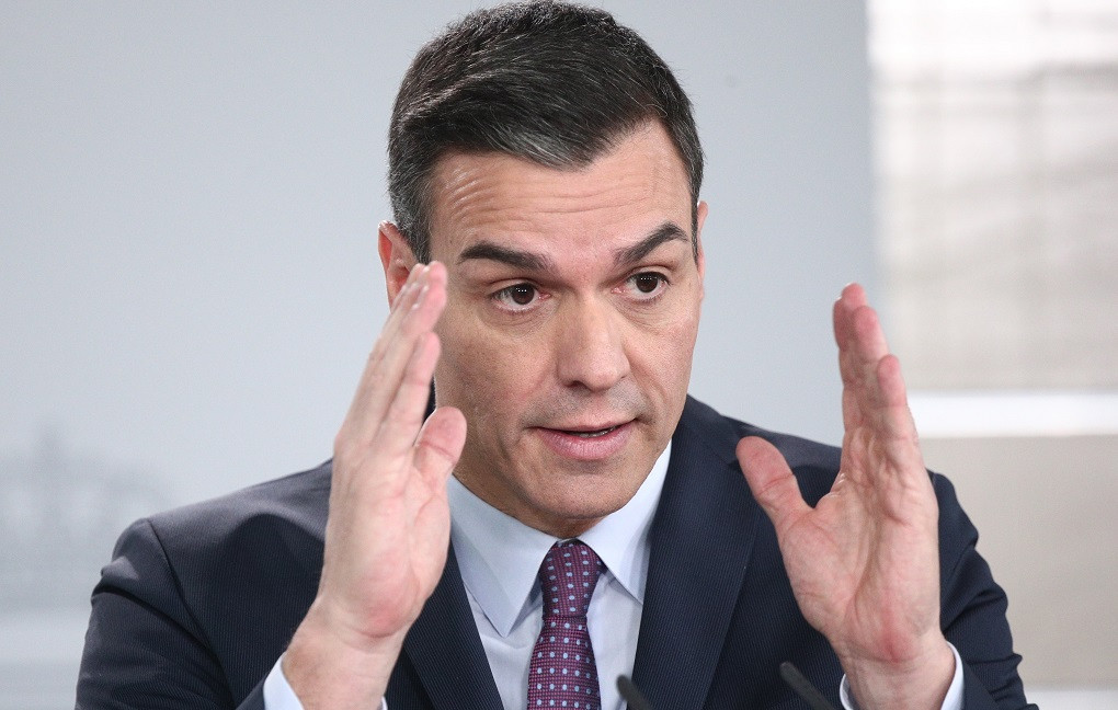 El president de Govern, Pedro Sánchez, en roda de premsa després de la primera reunió de consell de ministres