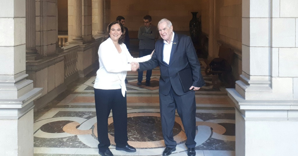 L'alcaldessa de Barcelona, Ada Colau, i el lu00edder d'ERC a l'Ajuntament, Ernest Maragall