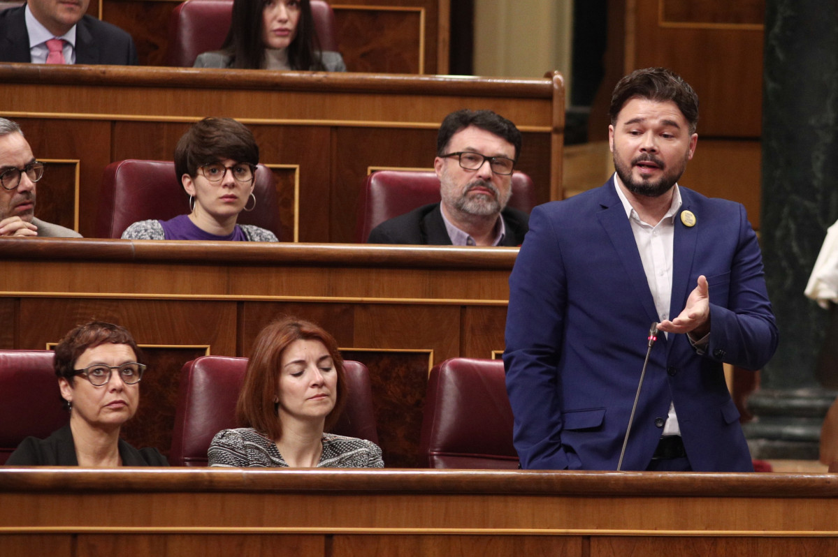 El portaveu d'ERC al Congrés dels Diputats, Gabriel Rufián, en la primera sessió de control a Govern en 2020
