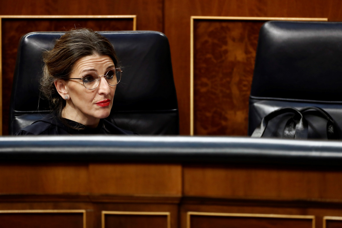La ministra de Treball, Yolanda Díaz, durant el ple celebrat aquest dimecres al Congrés dels Diputats.