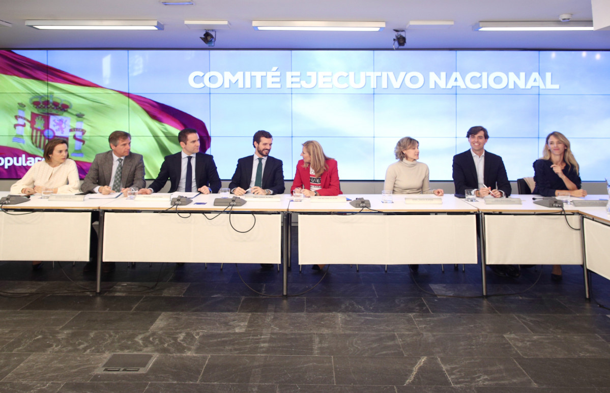 El president de PP, Pablo Casado, presideix una reunió de Comitè Executiu Nacional de el Partit Popular, després de les eleccions generals de l'10N, a Madrid (Espanya) a 12 de novembre de el 2019.