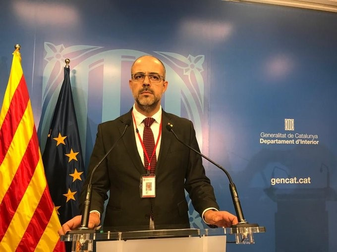 El conseller d'Interior de la Generalitat, Miquel Buch, en roda de premsa el 8 d'abril de 2020.