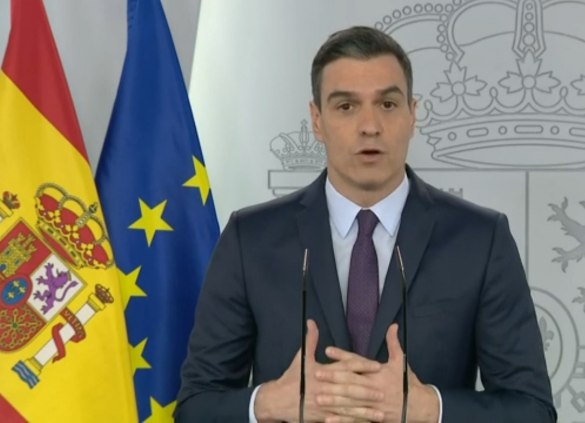Roda de premsa telemàtica de el president de la Generalitat, Pedro Sánchez
