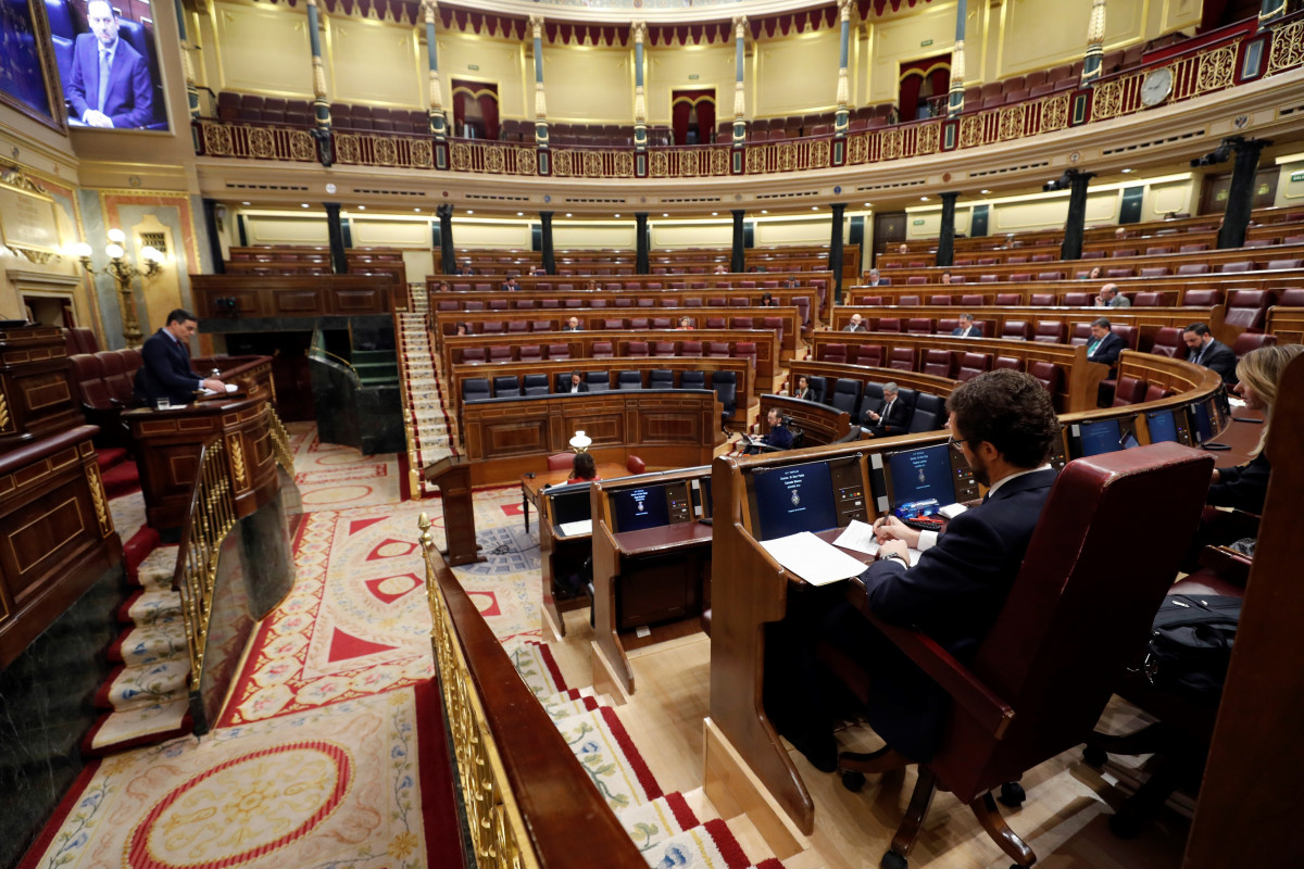El president de Govern, Pedro Sánchez, durant la seva intervenció en el Ple de Congrés