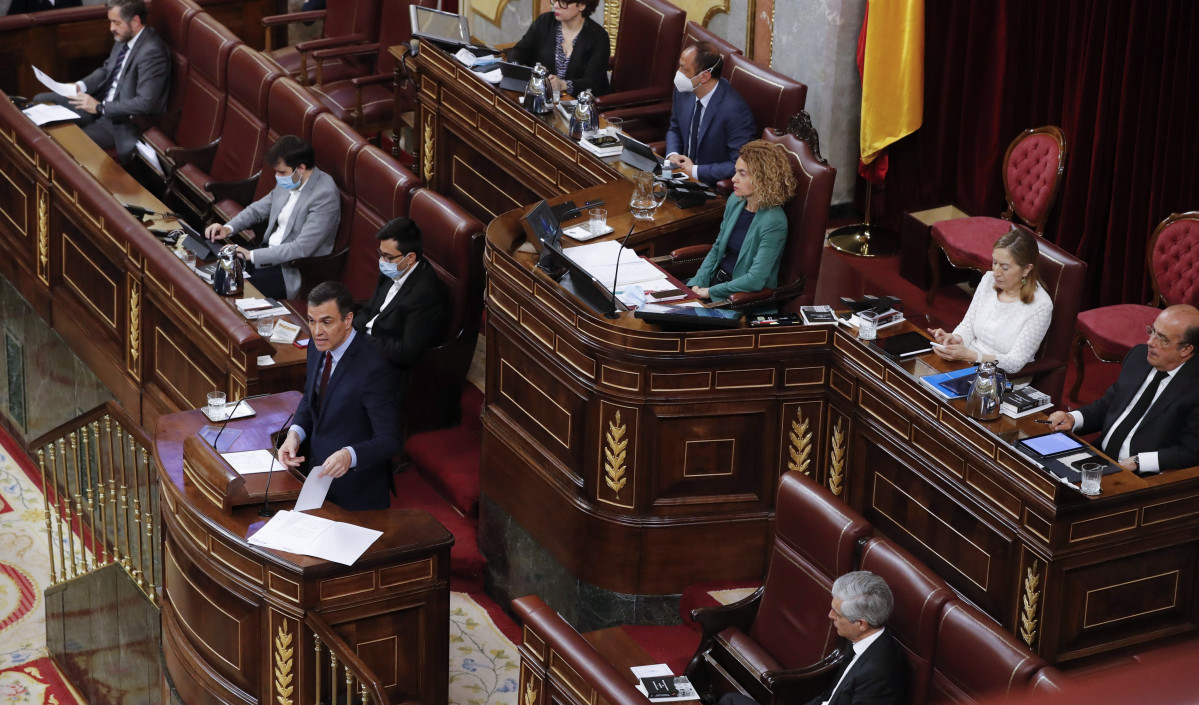 El president de Govern, Pedro Sánchez, fent una intervenció en el Ple de Congrés dels Diputats.