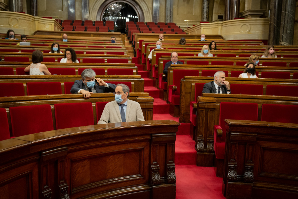 Ple al Parlament català durant la segona sessió plenària monogràfica sobre la gestió de les residències per a gent gran i per a persones amb discapacitat durant la pandèmia de l'COVID-19.