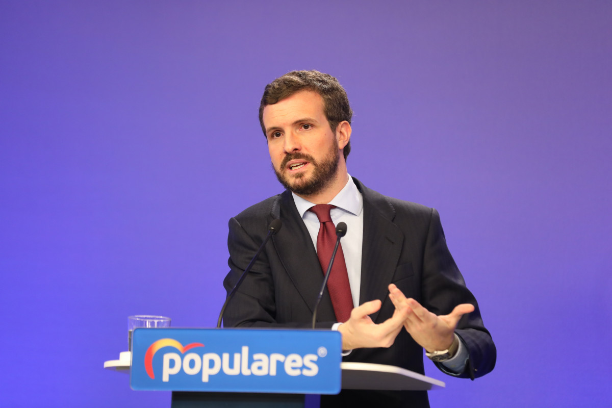 El president de el Partit Popular, Pablo Casado. A Madrid (Espanya), a 9 de març de 2020.