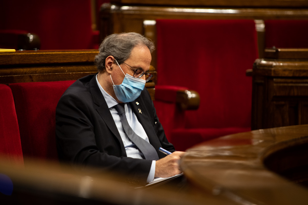 El president de la Generalitat, Quim Torra, durant un ple extraordinari sobre la monarquia.