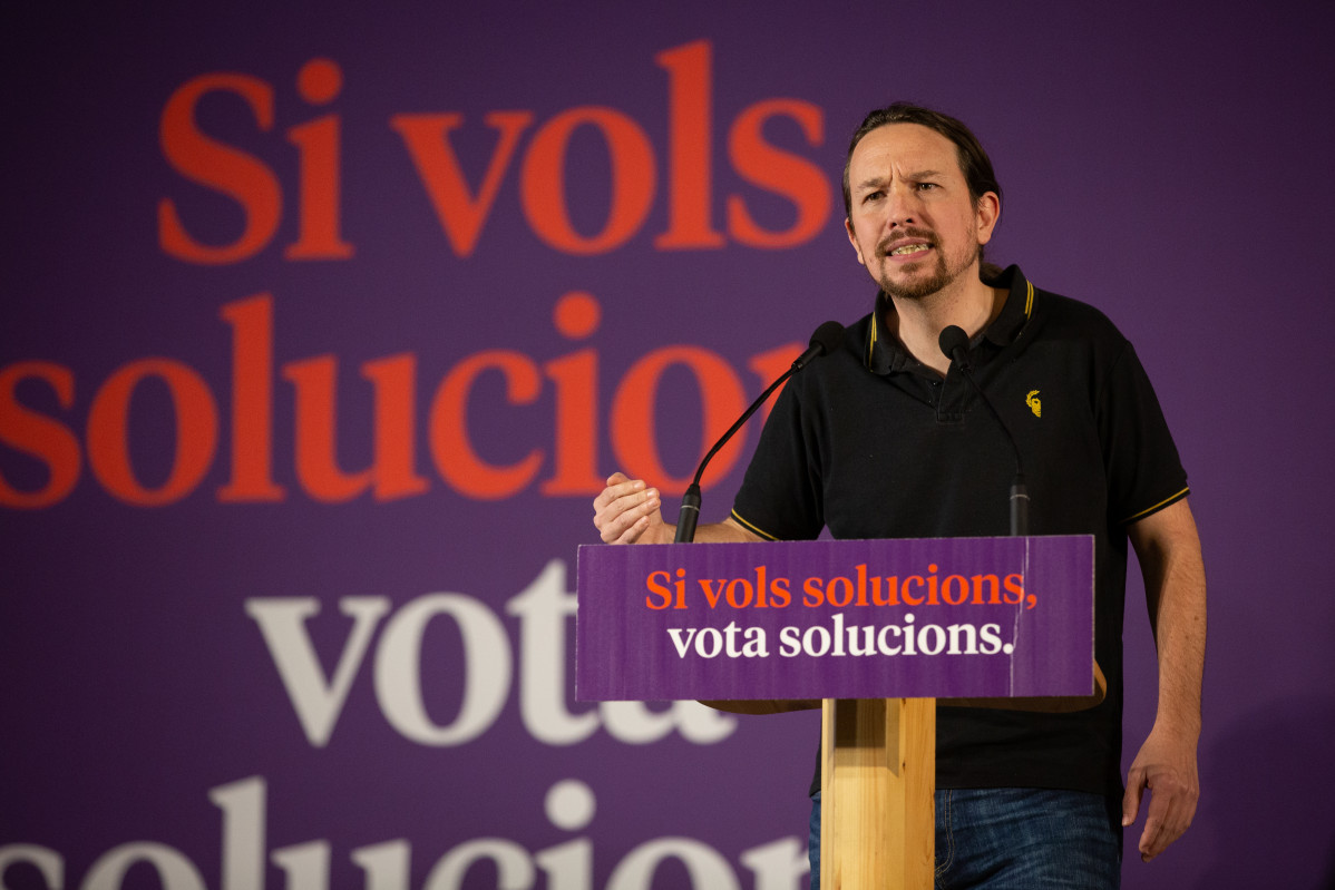 El secretari general de Unides Podem, Pablo Iglesias, durant l'acte central dels comuns a Barcelona (Espanya), a dimecres 6 de novembre de el 2019.