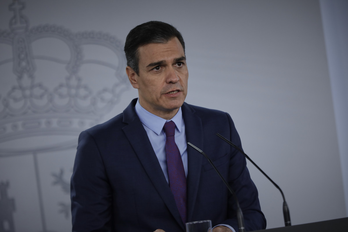 El president de la Generalitat, Pedro Sánchez, ofereix l'última roda de premsa posterior a la reunió de Consell de Ministres i Abans de les vacances, a la Moncloa