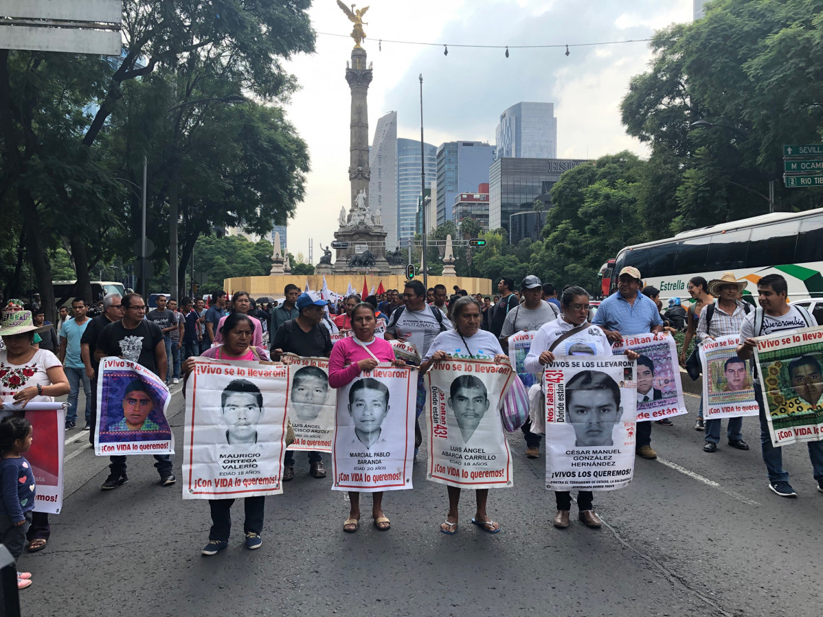 Manifestació a Ciutat de Mèxic el 26 d'agost de 2019 en record dels estudiants d'Ayotzinapa