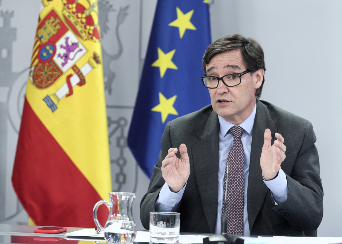 El ministre de Sanitat, Salvador Illa, compareix en roda de premsa posterior a Consell de ministres celebrat a la Moncloa el 28 de juliol de 2020
