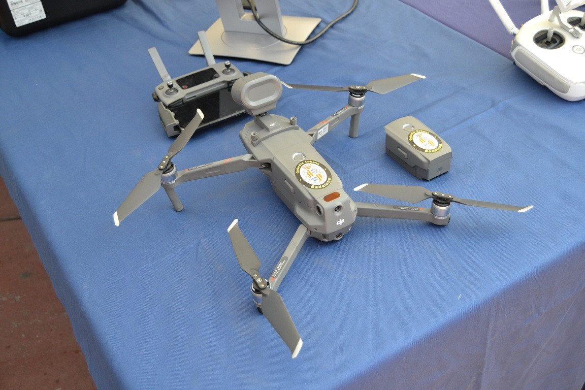 La Guàrdia Urbana de Badalona (Barcelona) estrena un dron per vigilar les ocupacions d'immobles a la ciutat. A Badalona, el 13 d'agost de 2020.