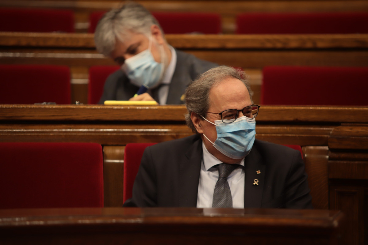 El president de la Generalitat, Quim Torra, en el ple de Parlament sobre la monarquia.