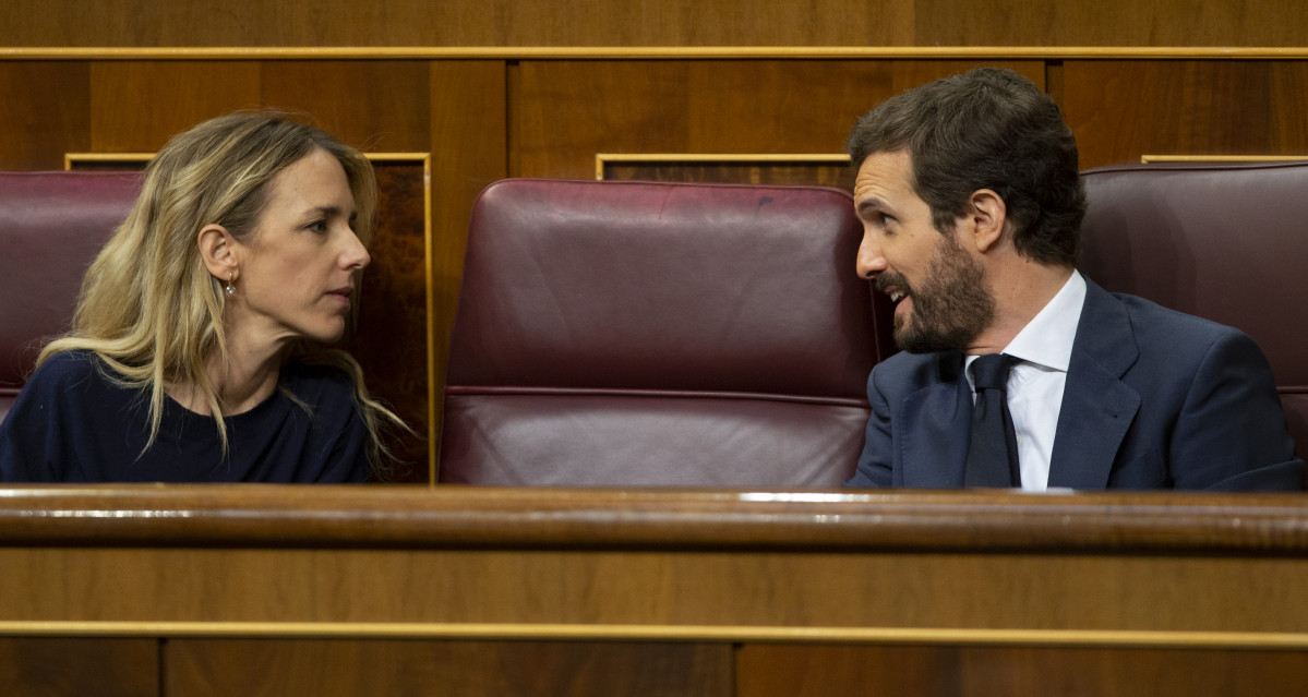 El president de el Partit Popular, Pablo Casado, i el seu portaveu, Cayetana Álvarez de Toledo, al Congrés.