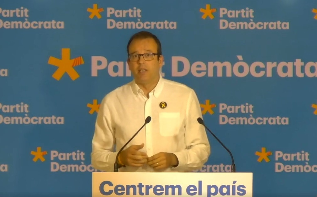 El Portaveu de l'PDeCAT, Marc Solsona, en una roda de premsa AQUEST dilluns després de dir la reunió executiva de l'partit