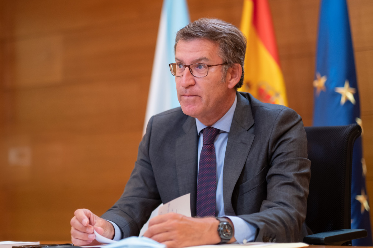 El president de la Xunta, Alberto Núñez Feijóo, en la conferència de presidents de el 4 de setembre de 2020.