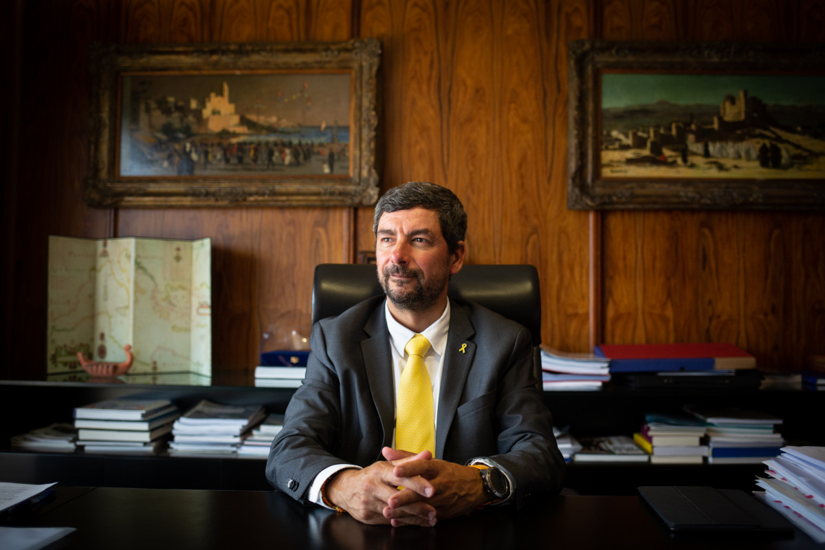 El president de la Cambra de Barcelona, Joan Canadell, posa després d'una entrevista per Europa Press, a Barcelona, Catalunya (Espanya), a 17 de Juliol de 2020.