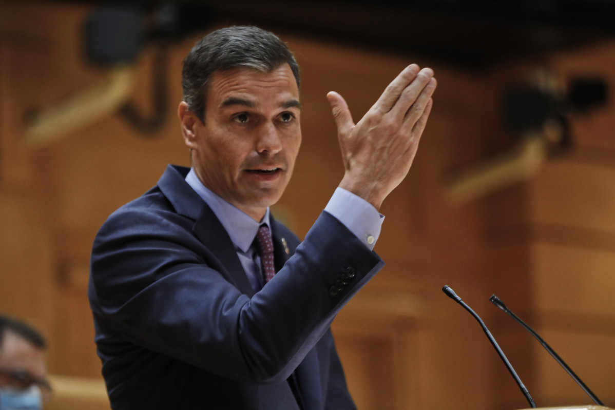 El president de Govern, Pedro Sánchez, compareix davant del Ple de l'Senat, després de l'aturada estival, a Madrid (Espanya), a 8 de setembre de 2020. Sánchez compareix a petició pròpia a la Cam