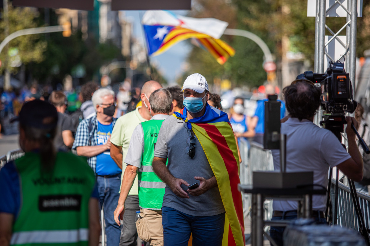Mobilització independentista a Barcelona durant la Diada de l'11 de setembre de 2020