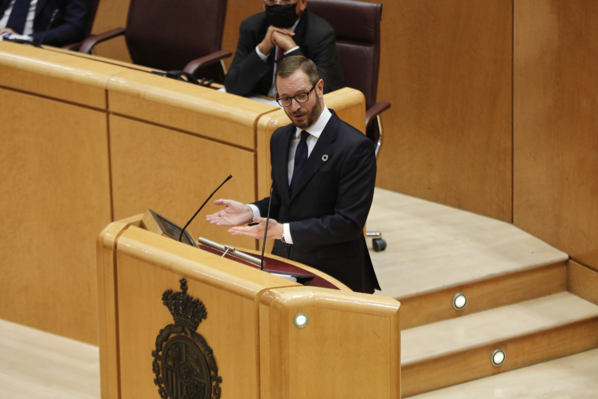 El portaveu de l'PP al Senat, Javier Maroto, intervé durant el primer ple a la cambra alta després de la parada estival, a Madrid (Espanya), a 8 de setembre de 2020. La seva intervenció ha estat després de la de el president de Govern, qui ha comparegut