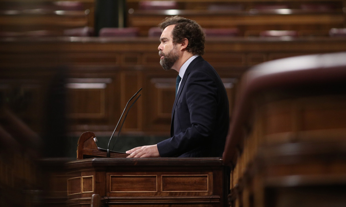 El portaveu de Vox al Congrés dels Diputats, Iván Espinosa dels Monteros, durant la seva intervenció en una sessió plenària al Congrés dels Diputats, a Madrid (Espanya), a 10 de setembre de 2020.