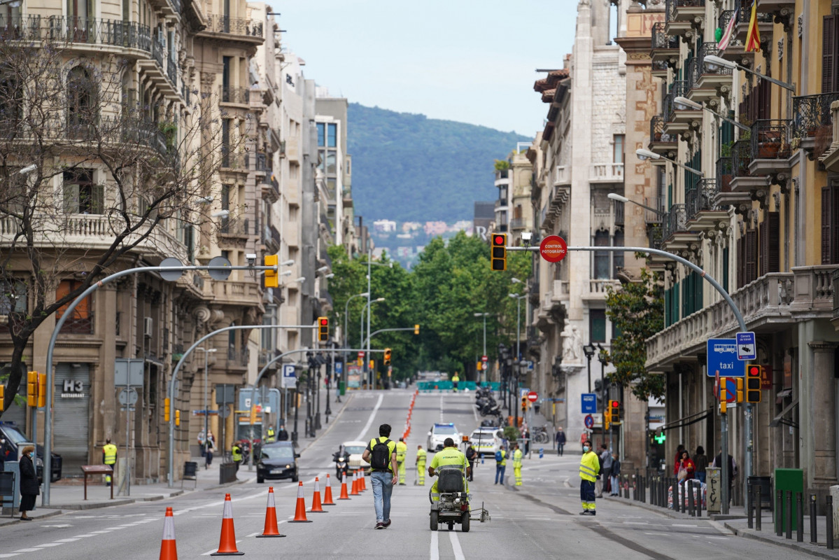 Obres de la Via Laietana de Barcelona per ampliar les voreres, iniciades el 2020.05.17