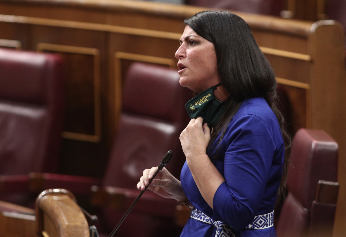La secretària general d'el grup parlamentari VOX, Macarena Olona, intervé durant una sessió plenària al Congrés dels Diputats, a Madrid (Espanya) a 9 de setembre de 2020. Es tracta d'un ple celebrat després de la primera sessió de control a l'Go