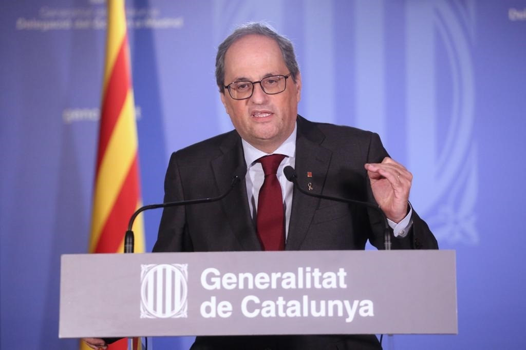El president de la Generalitat, Quim Torra, després de dir la vista a l'Tribunal Suprem sobre su inhabilitació