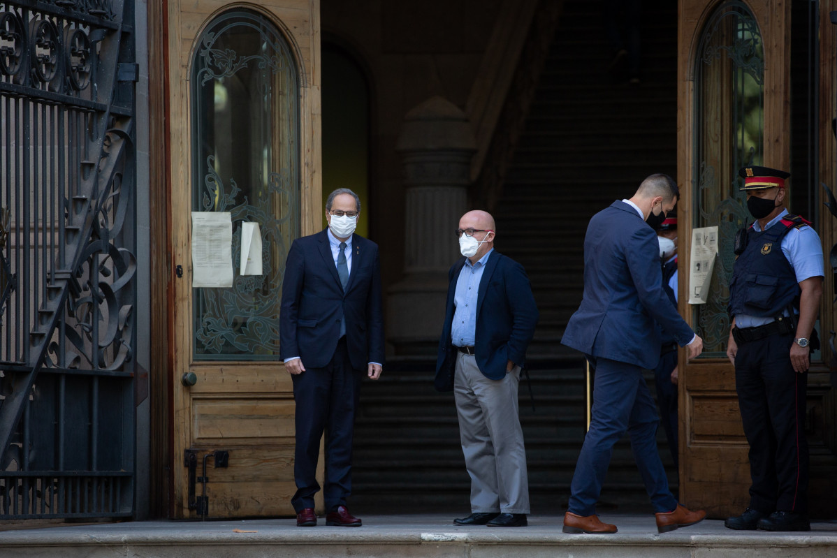 El president de la Generalitat, Quim Torra, entra al TSJC per declarar per una segona causa de desobediència acompanyat del seu advocat, Gonzalo Boye